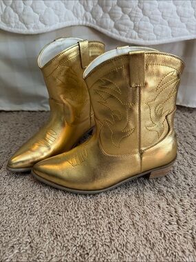 Girls Metallic Gold Cowboy Boots